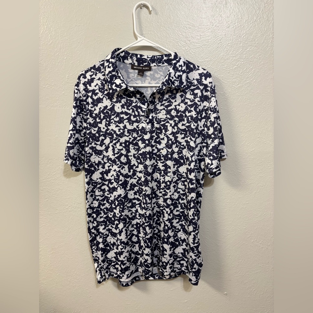 Michael Kors Blue and White Polo Shirt